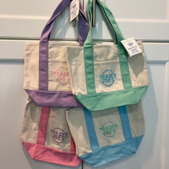 Trader Joe's Handbags - Trader Joe's Pastel Mini Canvas Tote Bag-Set of 4 - NEW w/tags-Limited E…